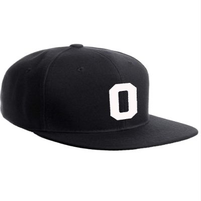 Classic Flat Bill Visor Snapback Hat Custom Color Player Team Numbers, Number 0 White, Black Hat