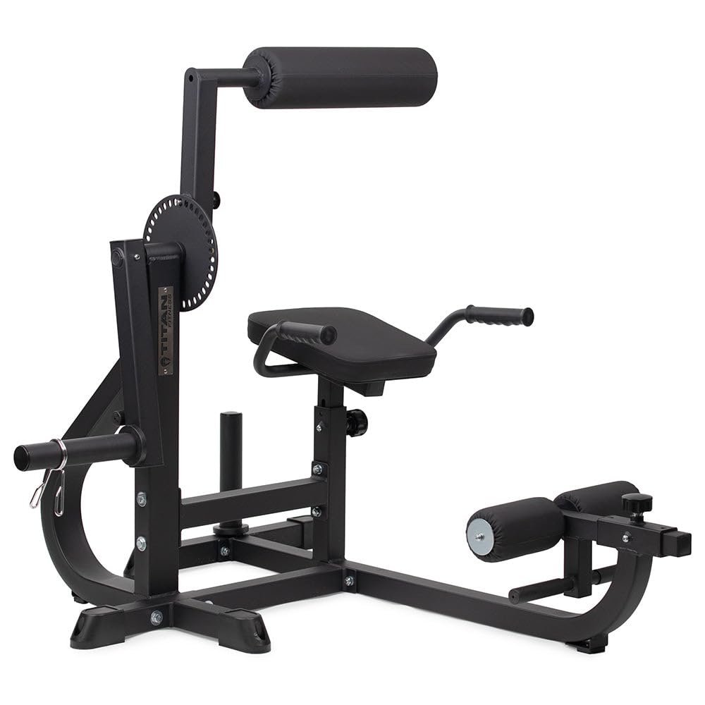 Titan Fitness Seated Ab/Back Extension Machine, Upper Body Abdominal Lower Back Machine, 220 LB Plate-Loaded Capacity, Core and Strength Training Workouts, Home Gym Machine