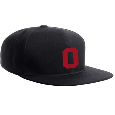 Classic Flat Bill Visor Snapback Hat Custom Color Player Team Numbers, Number 0 Red, Black Hat