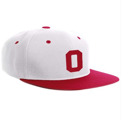 Classic Flat Bill Visor Snapback Hat Custom Color Player Team Numbers, Number 0 Red, White Red Hat