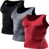 NELEUS Men's 3 Pack Athletic Compression Under Base Layer Sport Tank Top,01,Black,Grey,Red,S,EUR M view 1