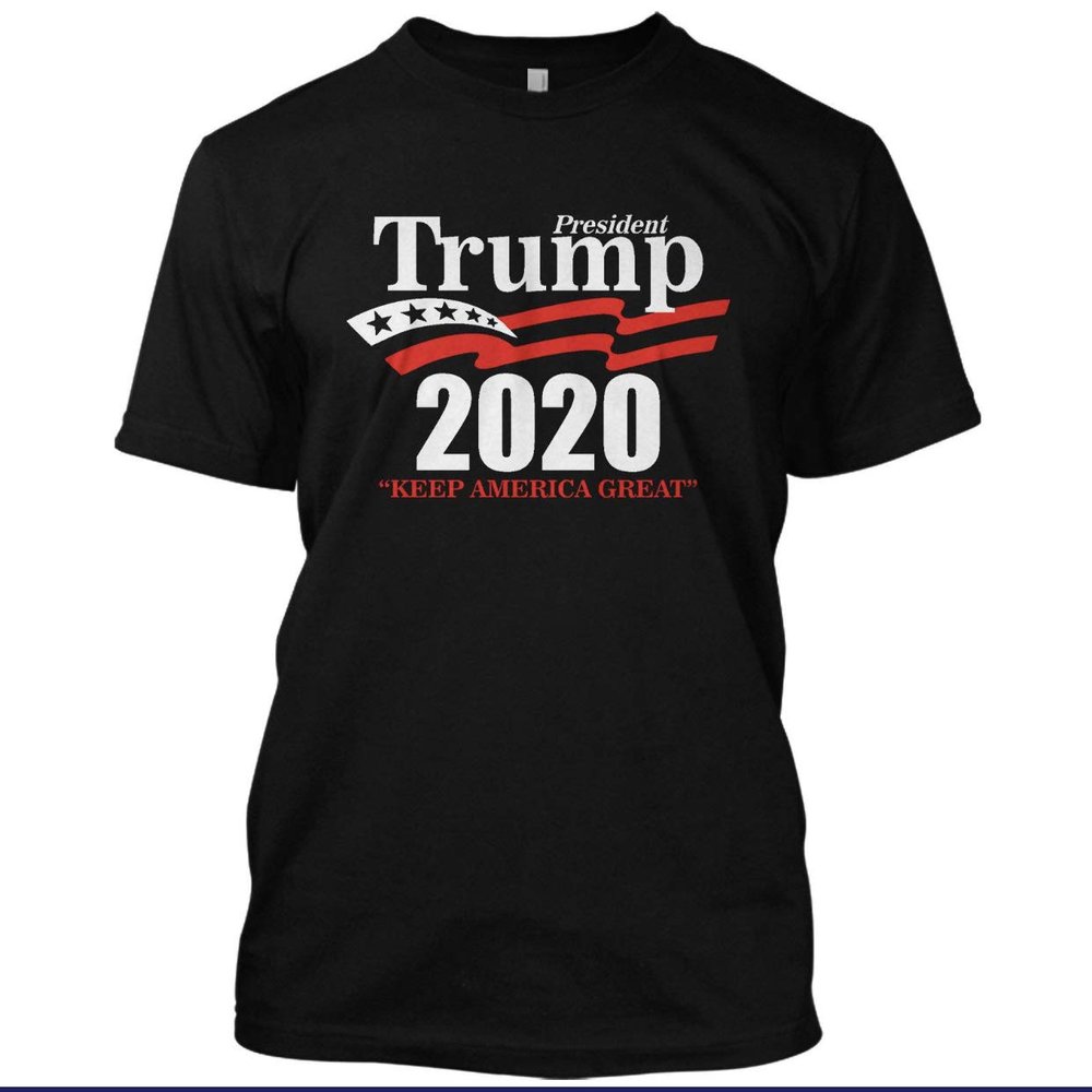 President Trump 2020 Keep America Great Political T Shirt Graphic Tee Black