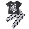 Infant Toddler Baby Girl Boy Easter Outfit Letter Print T-Shirt Tops Bunny Pants Summer Clothes Set (Grey, 3-4T) view 1