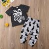 Infant Toddler Baby Girl Boy Easter Outfit Letter Print T-Shirt Tops Bunny Pants Summer Clothes Set (Grey, 3-4T) view 3