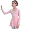 118241029 Kids Princess Cut Line Long Sleeve V Back Ballet Leotards Baiwu (S 120, Light Pink) view 1