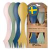 Light My Fire Spork Original 4-Pack 3-in-1 Camping Spoon Fork Knife Combo Reusable Travel & Camping Utensils Lunch Spork Outdoor Backpacking Hiking Picnic Utensil BPA Free, Nature view 1