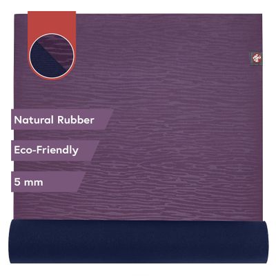 Manduka eKO Yoga Mat 71" - 5mm | Natural Rubber | Eco-Friendly | Soft Textured Surface | Natural Next-to-Skin Feel | 71x 26 inches | Acai Midnight