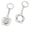 1 PCS Antique Silver Keyrings Keychains Key Ring Chains Tags Clasps J5MN5 Cherry Round Cabochon Setting Blank view 1