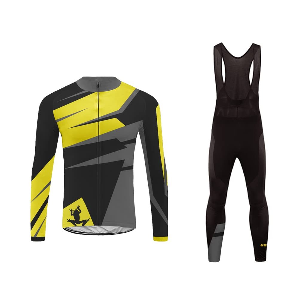 UGLY FROG Winter Fleece Mens Blaze Cycling Jersey Set Cold Wear Thermal Top + Cycling Tights Pants 3D Gel Padded Bike Suits
