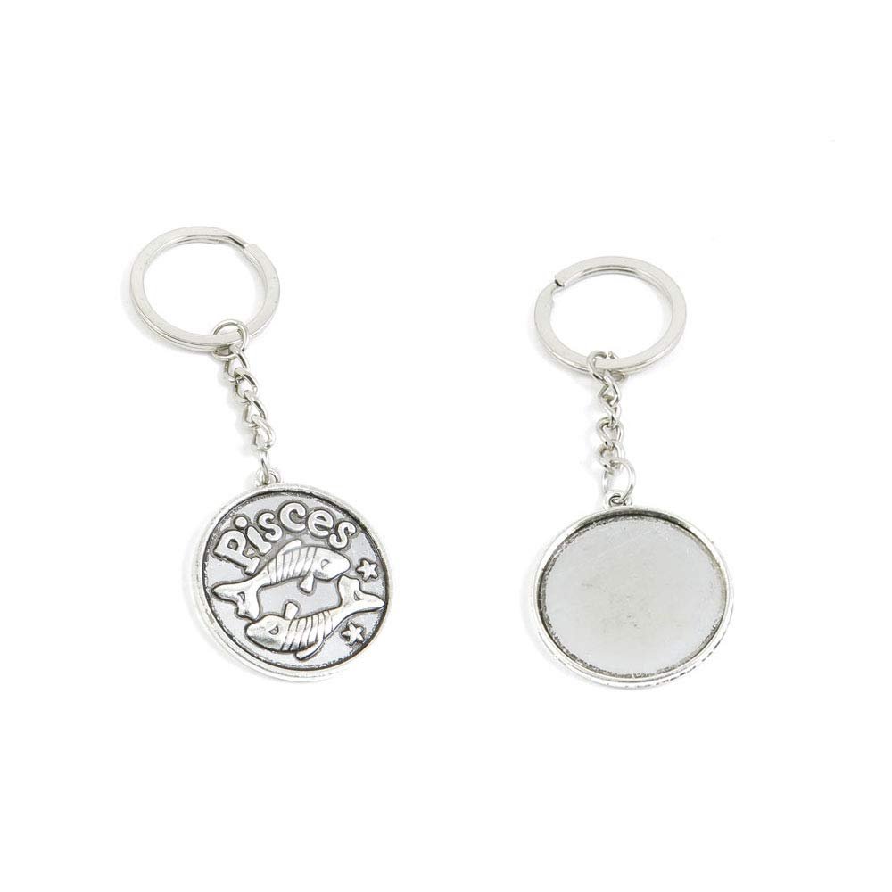 1 PCS Antique Silver Keyrings Keychains Key Ring Chains Tags Clasps Y4DD8 Pisces Round Cabochon Base