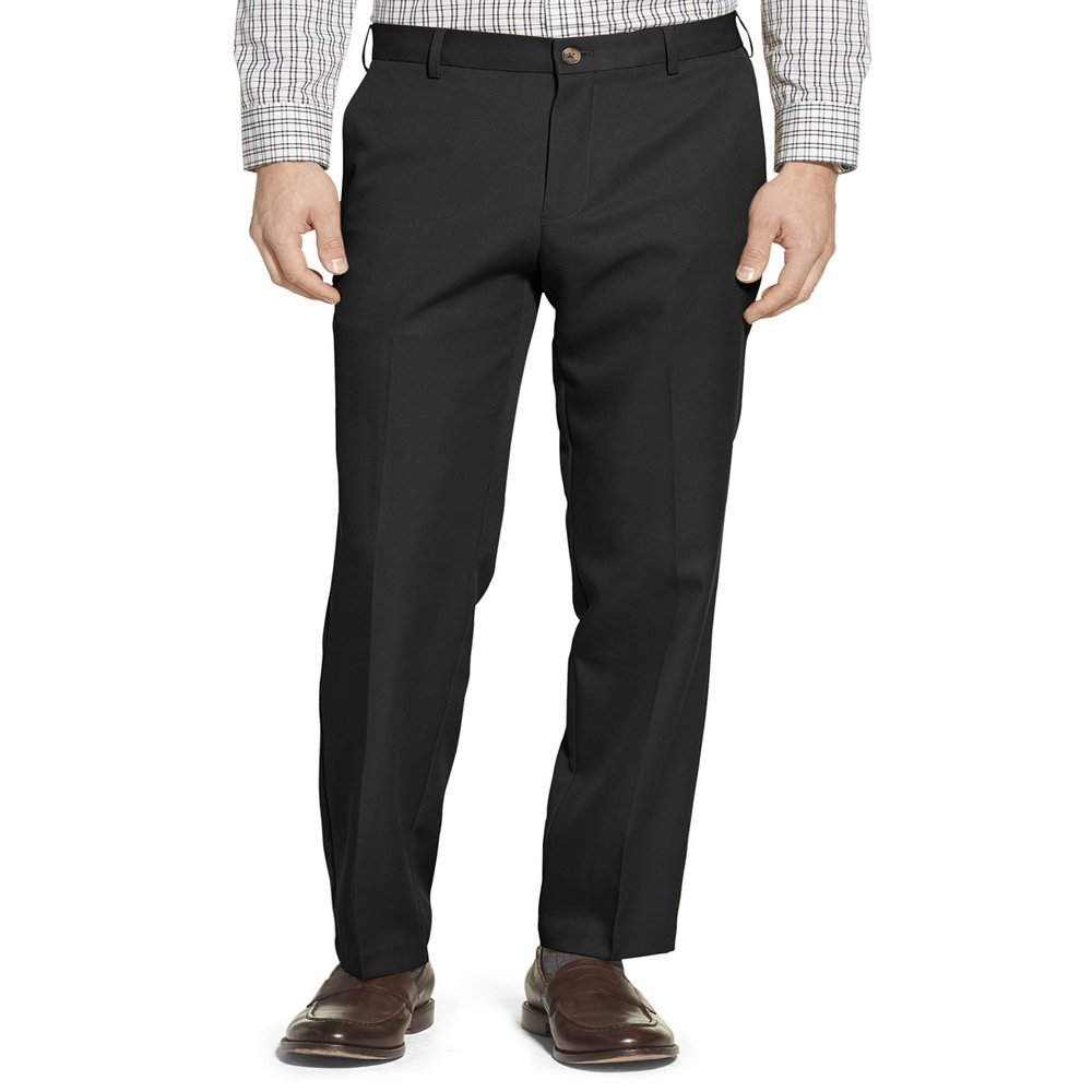 Arrow 1851 Men's Front Straight Fit Solid Twill Micro Dress Pant, Charcoal, 36W x 32L