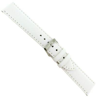 20mm Milano Twingo Nappa White Genuine Leather Stitched Ladies Watch Band 1877