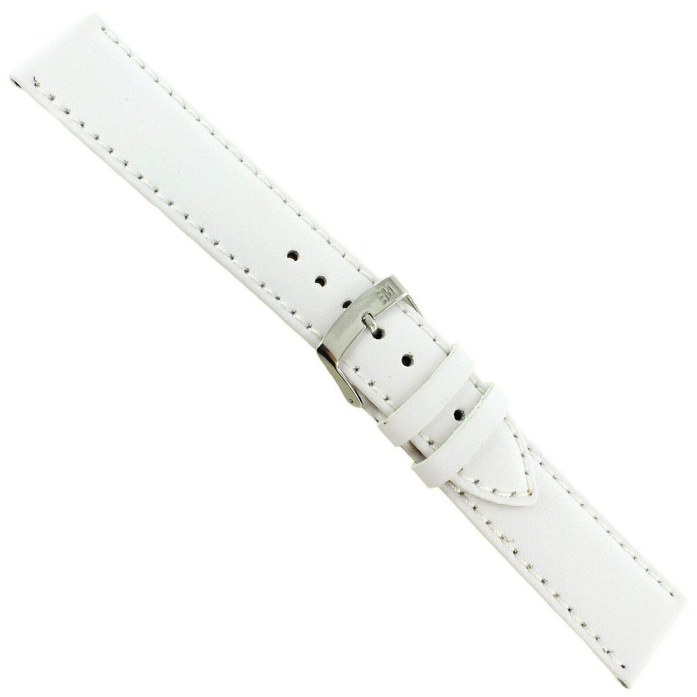 20mm Milano Twingo Nappa White Genuine Leather Stitched Ladies Watch Band 1877