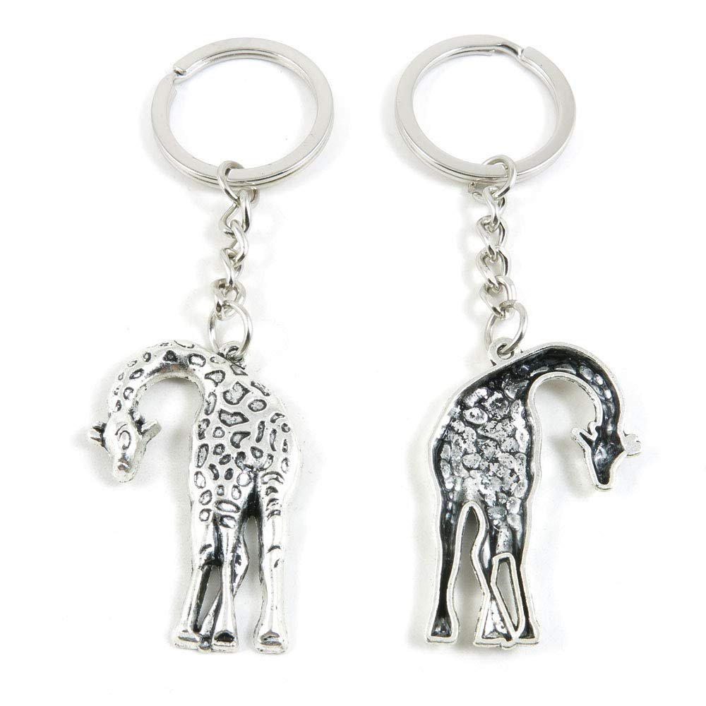 1 Item Metal Keychain Keyring Key Tags Chains Rings Jewelry Bag Charms L6EU2 Giraffe