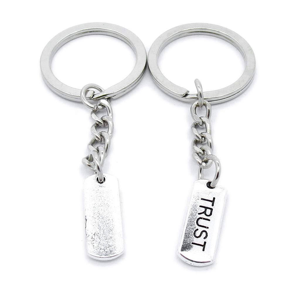 5 Items Metal Keychain Keyring Key Tags Chains Rings Jewelry Bag Charms JI2K4 Trust Tag Sign