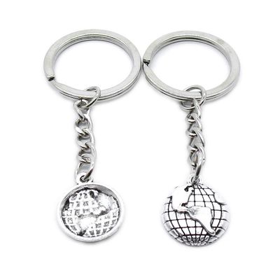 1 Item Metal Keychain Keyring Key Tags Chains Rings Jewelry Bag Charms IH1A5 Globe Earth