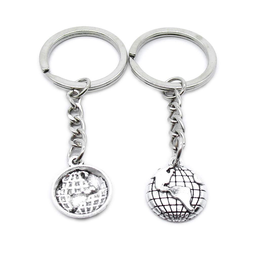 1 Item Metal Keychain Keyring Key Tags Chains Rings Jewelry Bag Charms IH1A5 Globe Earth