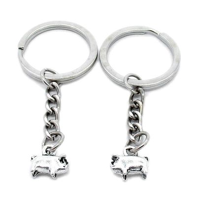 50 Items Metal Keychain Keyring Key Tags Chains Rings Jewelry Bag Charms U4ZC1 Pig Piggy