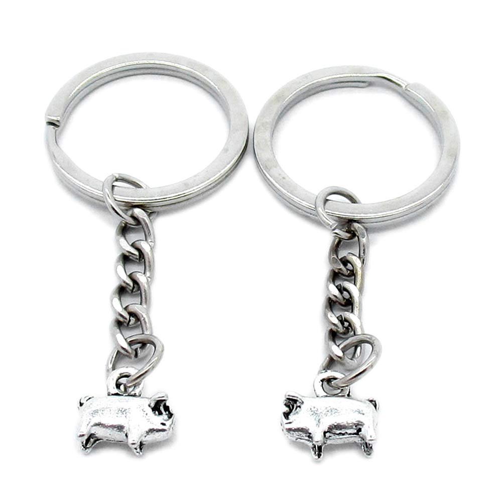 50 Items Metal Keychain Keyring Key Tags Chains Rings Jewelry Bag Charms U4ZC1 Pig Piggy