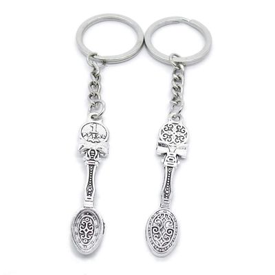 1 Item Metal Keychain Keyring Key Tags Chains Rings Jewelry Bag Charms LS3R3 Spoon Tablespoon