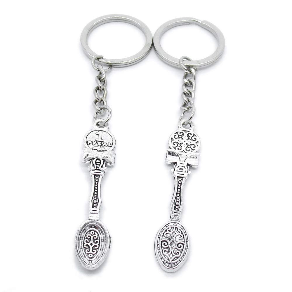 1 Item Metal Keychain Keyring Key Tags Chains Rings Jewelry Bag Charms LS3R3 Spoon Tablespoon