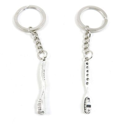 1 Item Metal Keychain Keyring Key Tags Chains Rings Jewelry Bag Charms V5QU2 Toothbrush Tooth Brush