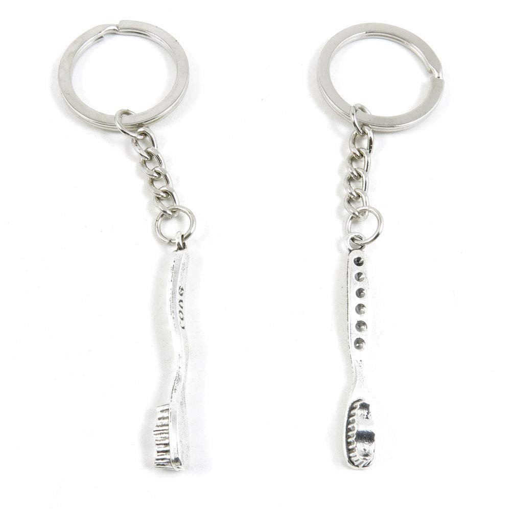 1 Item Metal Keychain Keyring Key Tags Chains Rings Jewelry Bag Charms V5QU2 Toothbrush Tooth Brush