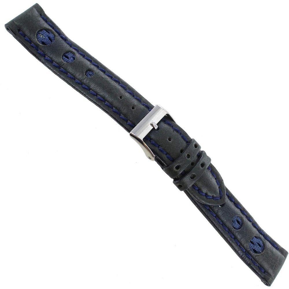 18mm Morellato Dri-Lex Soft Flexible Navy Padded Stitched Mens Watch Band 1495