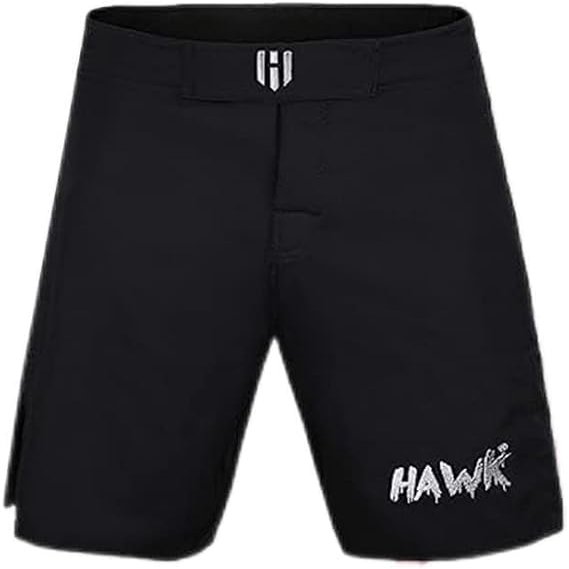 Hawk Sports Athletic No Gi MMA Shorts for Men and Women, for Boxing, Kickboxing, Jiu Jitsu, Muay Thai, and Wrestling - Workout Shorts - Exercise, Training, & Sparring Black, Waist 38 - MMA Gear