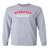 CornBorn Nebraska Tee Shirt - Long Sleeve Nebraska Arch Huskers - Gray - 4X view 1