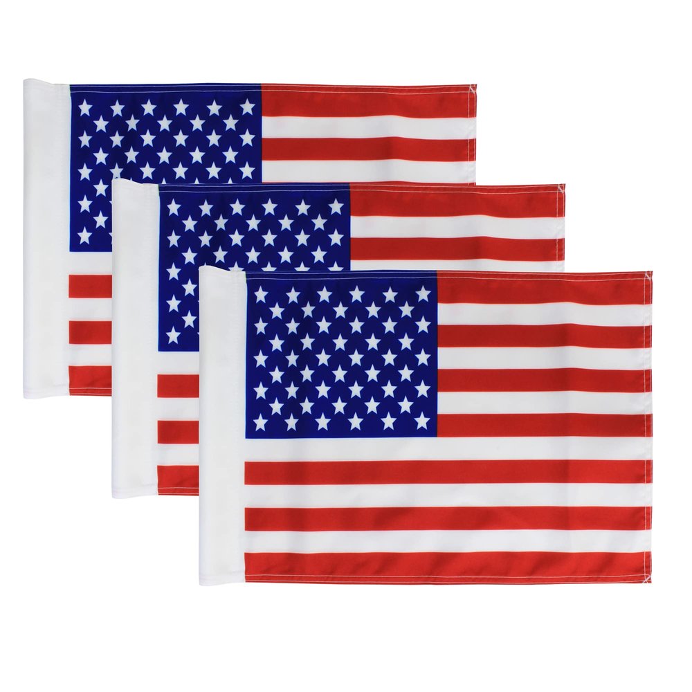 Bayco Golf Dye-Sublimated USA Golf Flag - Regulation Tube Flag - Set of 3 Flags