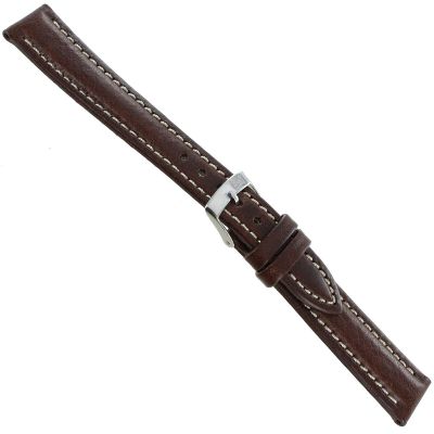 16mm Milano Brown Genuine Leather Contrast Stitching Mens Watch Band 4217