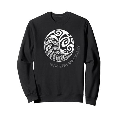 New Zealand Rugby Sweatshirt, Maori Style Kiwi & Silver Fern Sweatshirt