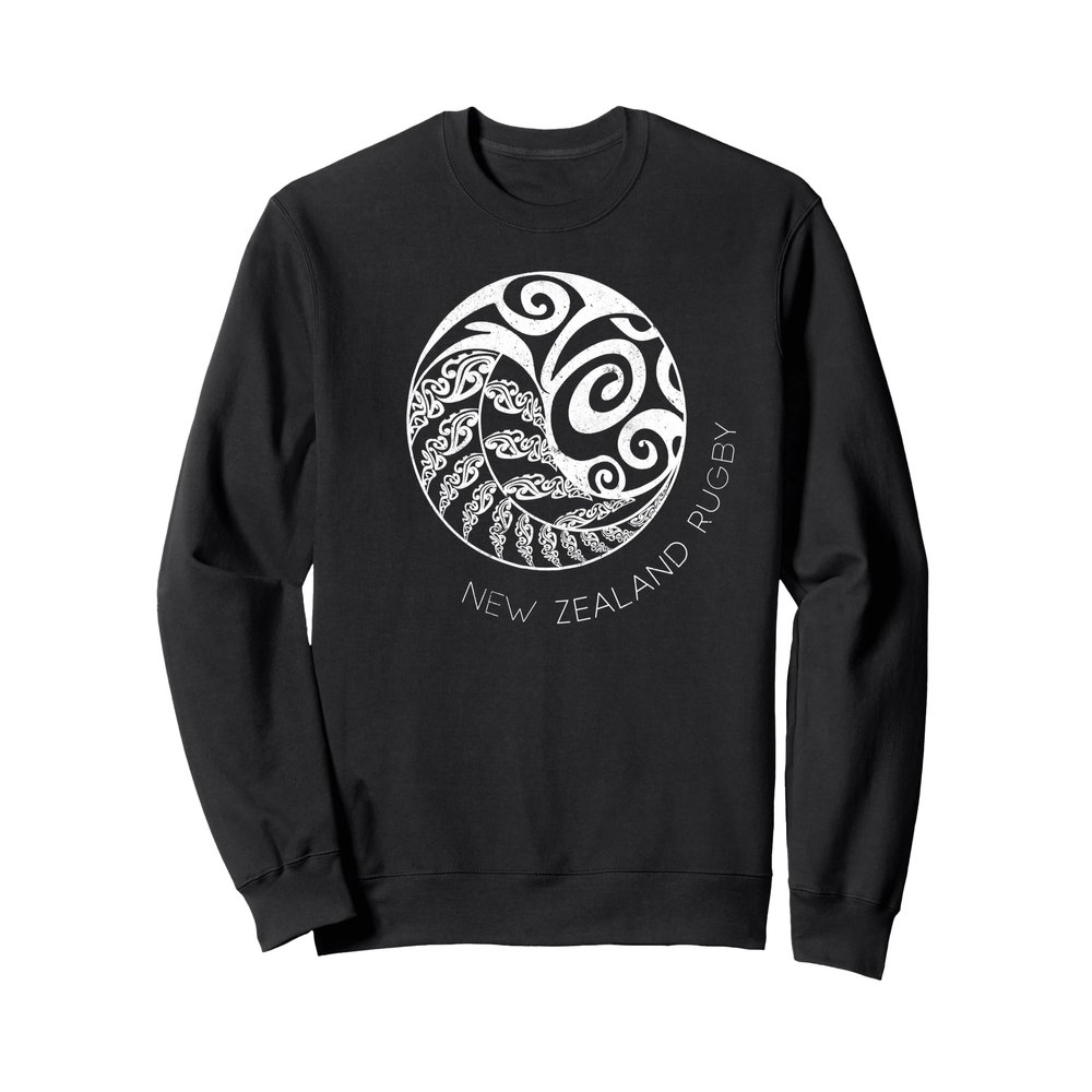 New Zealand Rugby Sweatshirt, Maori Style Kiwi & Silver Fern Sweatshirt