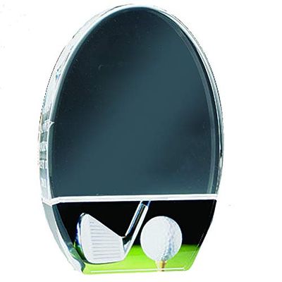 SHOP AWARDS AND GIFTS Acrylic Golf Ball and Club Trophy Award Personalized, Customizable Sports Tournament Prizes, 7 Inch