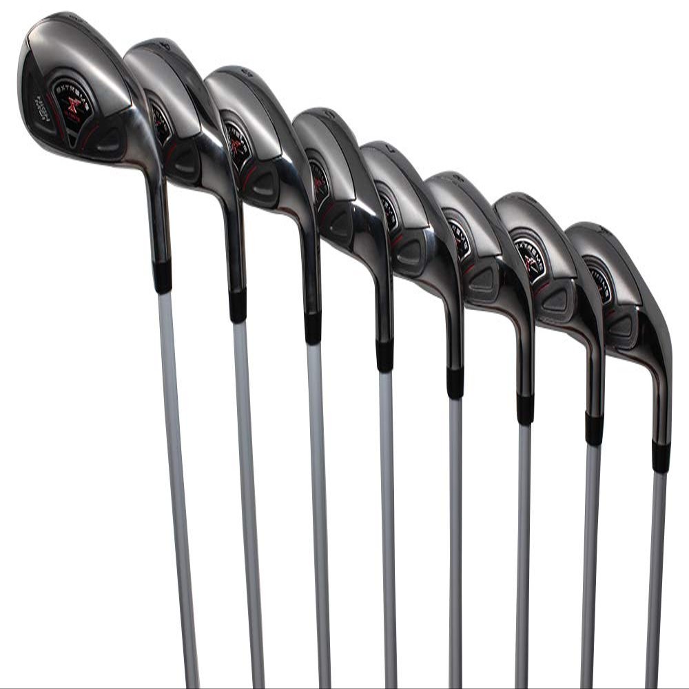 Extreme X7 High MOI +2 inch Over XL Big & Tall Men's Complete 8-Piece Iron Set (3-PW) Right Handed Regular R Flex Graphite Shafts (Tall 6'3"+ / +2" Over) with Jumbo Black Pro Velvet Grip