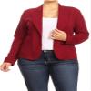 Plus Size Casual Solid Basic Long Sleeve Blazer Cardigan Jacket/Made in USA Burgundy XL view 1