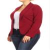 Plus Size Casual Solid Basic Long Sleeve Blazer Cardigan Jacket/Made in USA Burgundy 3XL view 2