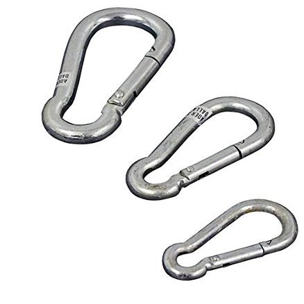Ader 5mm, 8mm,10mm Stainless Steel 316 Spring Quick Snap Link Hook Carabiner D Ring, Set of 4, 8,12 (SLK-10SS, 8PCs)
