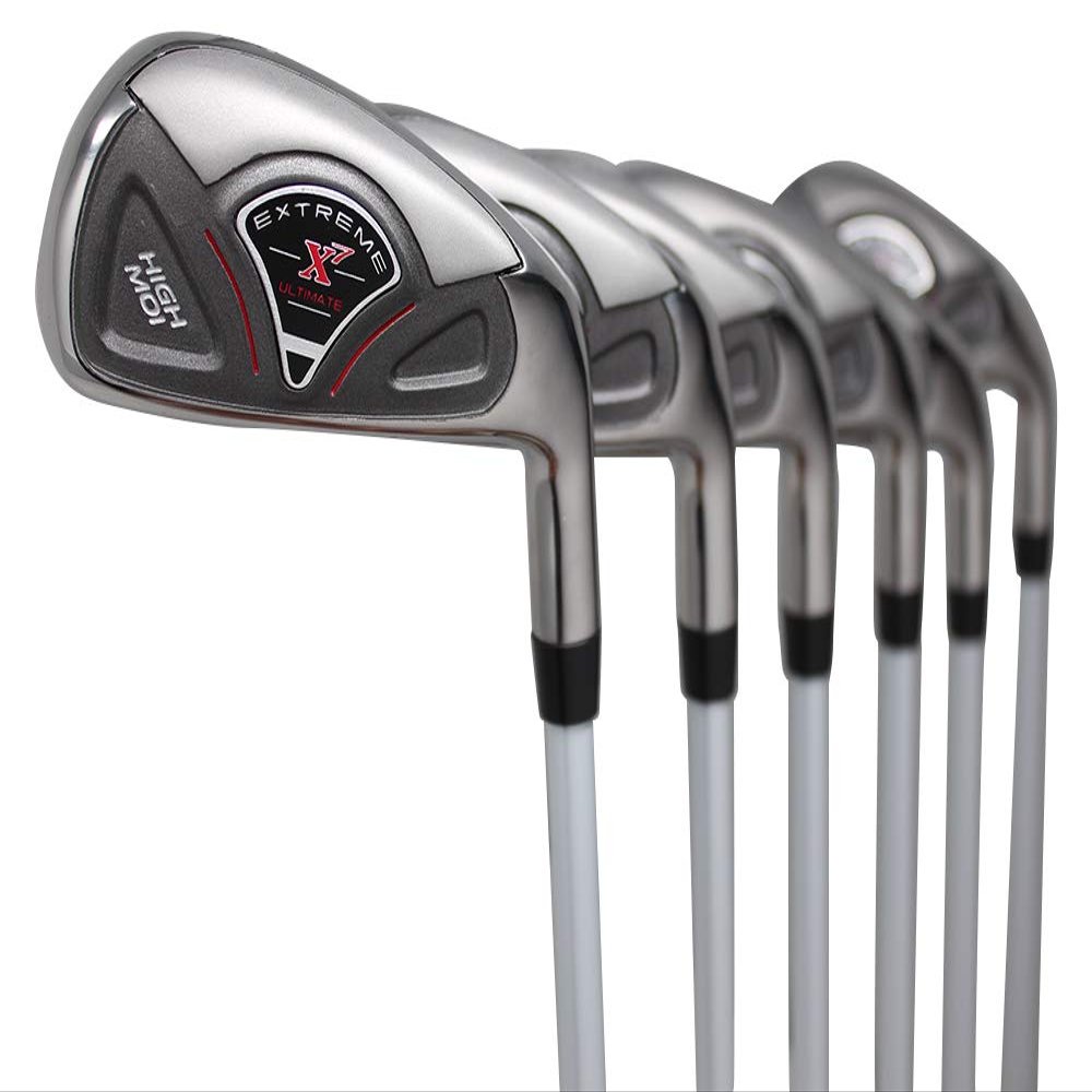 Extreme X7 High MOI +2 inch Over XL Big & Tall Men's Complete 6-Piece Iron Set (6-SW) Right Handed Regular R Flex Graphite Shafts (Tall 6'3"+ / +2" Over) with Jumbo Black Pro Velvet Grip