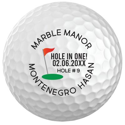 Infusion Personalized Golf Balls - Custom Hole in One Monogrammed Golf Balls (Hole in One, 12 Balls)