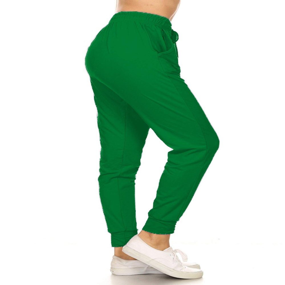 Leggings Depot Womens Relaxed fit Jogger Pants - Track Cuff Sweatpants with Pockets, Kelly Green, X-Large