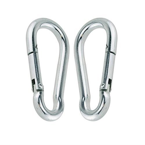 Ader 5mm, 8mm,10mm Stainless Steel 316 Spring Quick Snap Link Hook Carabiner D Ring, Set of 4, 8,12 (SLK-8SS, 12PCs)