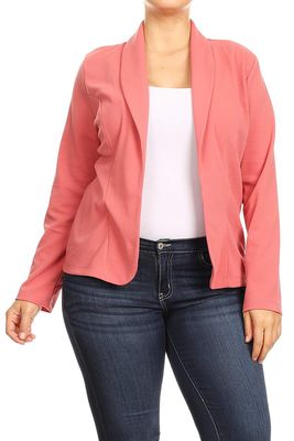 Plus Size Casual Solid Basic Long Sleeve Blazer Cardigan Jacket/Made in USA Dusty Pink 3XL