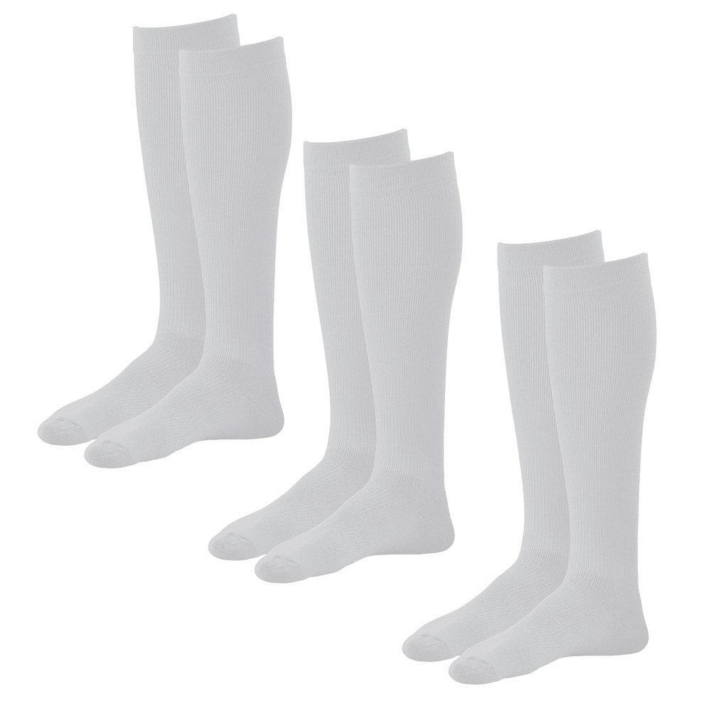 Ames Walker 15-20 mmHg Coolmax Knee High Compression Socks 3-Pack White X-Large