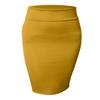 NE PEOPLE Women's Midi Skirt Stretch Knit Bodycon Slim Fit Office Elastic Waist Pencil Solid Skirt Made in USA NEWSK10 Mustard L view 1