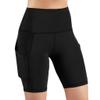 JOFOW Womens Cycling Shorts Solid Skinny Stretch Side Pocket Leggings Thigh Length Slim Workout Fitness Sports Mini Pants (M,Black) view 1