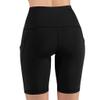 JOFOW Womens Cycling Shorts Solid Skinny Stretch Side Pocket Leggings Thigh Length Slim Workout Fitness Sports Mini Pants (M,Black) view 2