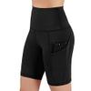 JOFOW Womens Cycling Shorts Solid Skinny Stretch Side Pocket Leggings Thigh Length Slim Workout Fitness Sports Mini Pants (M,Black) view 3