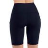 JOFOW Womens Cycling Shorts Solid Skinny Stretch Side Pocket Leggings Thigh Length Slim Workout Fitness Sports Mini Pants (XL,Navy) view 2